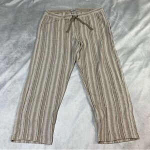 da-sh Pin Stripe Linen Blend Crop Pants Beach Boho Coastal Size Large Preowned